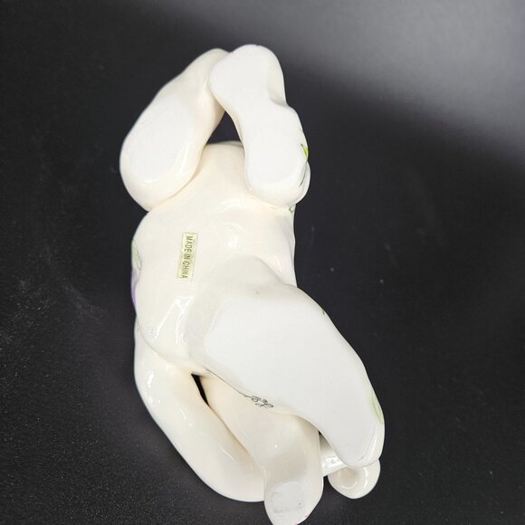 Annaco Creations Lying Cat Figurine Ceramic Floral Signed Amy Lacombe 2001 - Picture 6 of 12